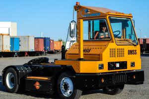 OMSS Orange EV Pure Electric Terminal Truck at Port of Oakland