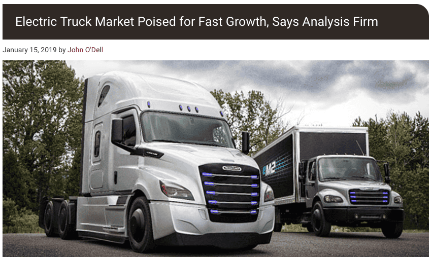 From Trucks.com article "Electric Truck Market Poised for Fast Growth, Says Analysis Firm"