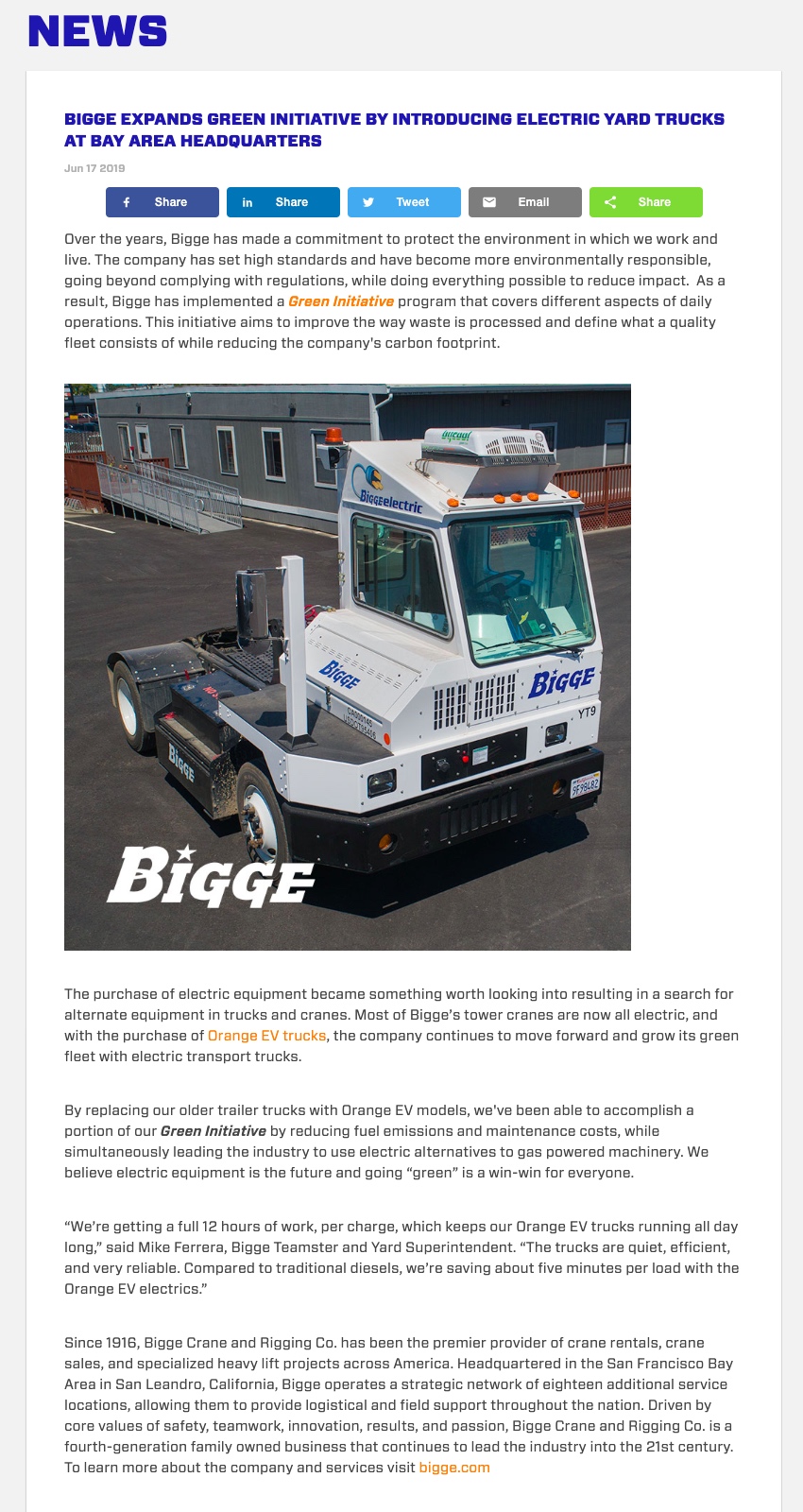 Bigge New Article of a white electric vehicle