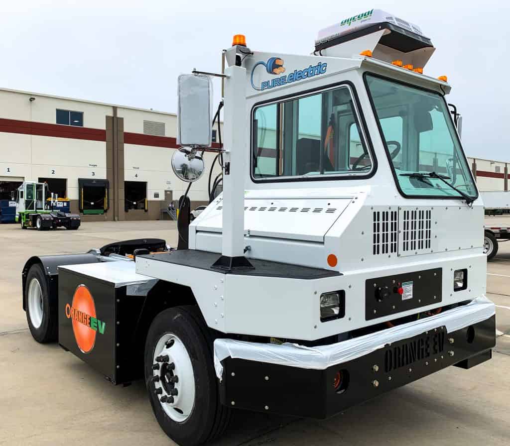 White Pure Electric terminal truck by Orange EV