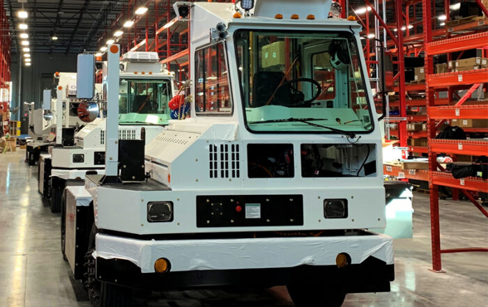 Orange EV Truck in production