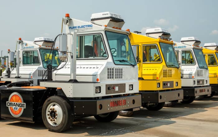 Orange EV Fleet of Electric Trucks
