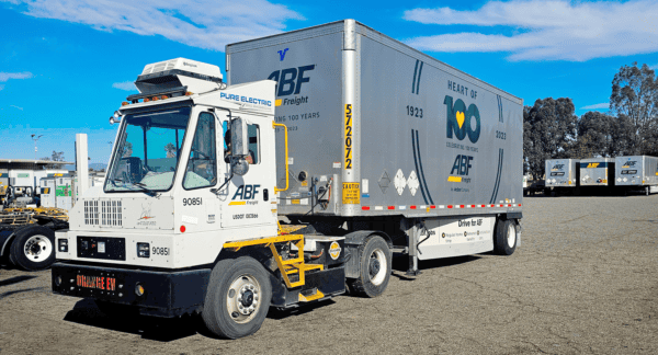 Orange EV electric truck ABF
