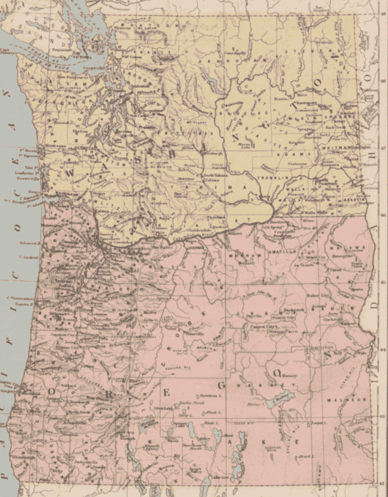 A map of Oregon and Washington DC