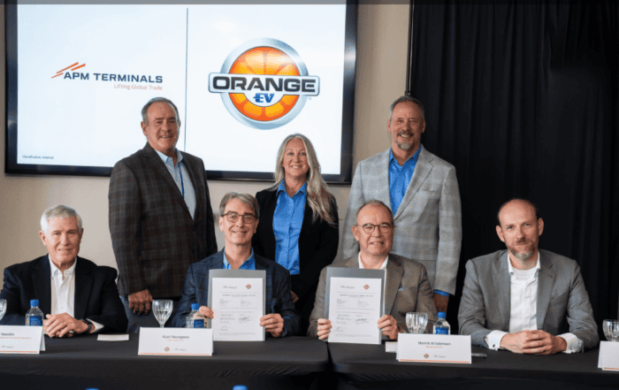 Orange EV Team with the AMP Terminals Team